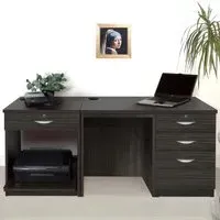 Set-08 4 Drawer Desk with Printer Shelf - Black