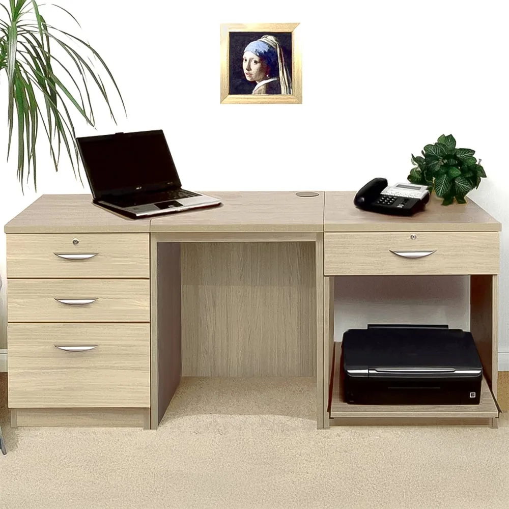 Set-08 4 Drawer Desk with Printer Shelf - Brown