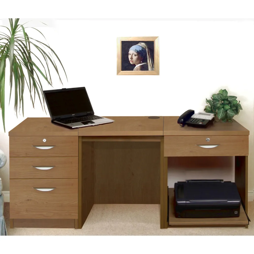 Set-08 4 Drawer Desk with Printer Shelf - Dark Brown
