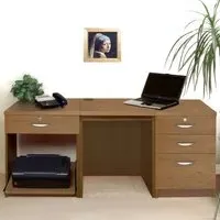 Set-08 4 Drawer Desk with Printer Shelf - Dark Brown