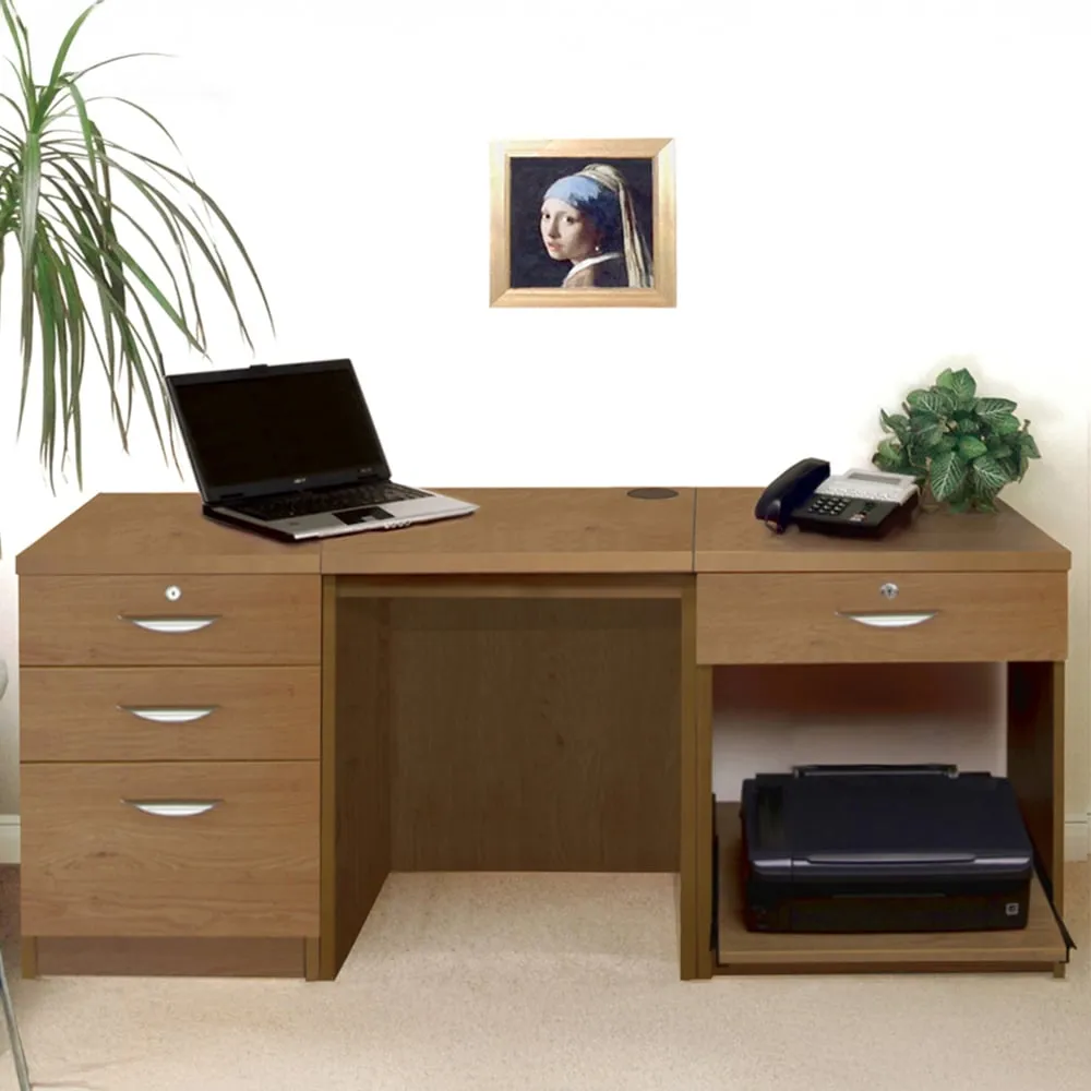 Set-08 4 Drawer Desk with Printer Shelf - Dark Brown