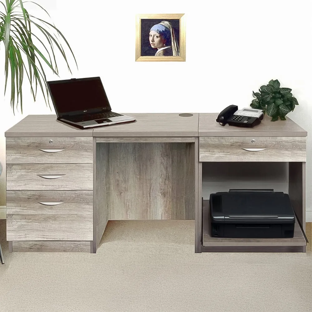 Set-08 4 Drawer Desk with Printer Shelf - Grey