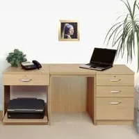 Set-08 4 Drawer Desk with Printer Shelf - Light Brown