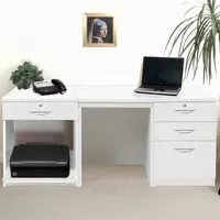 Set-08 4 Drawer Desk with Printer Shelf - White