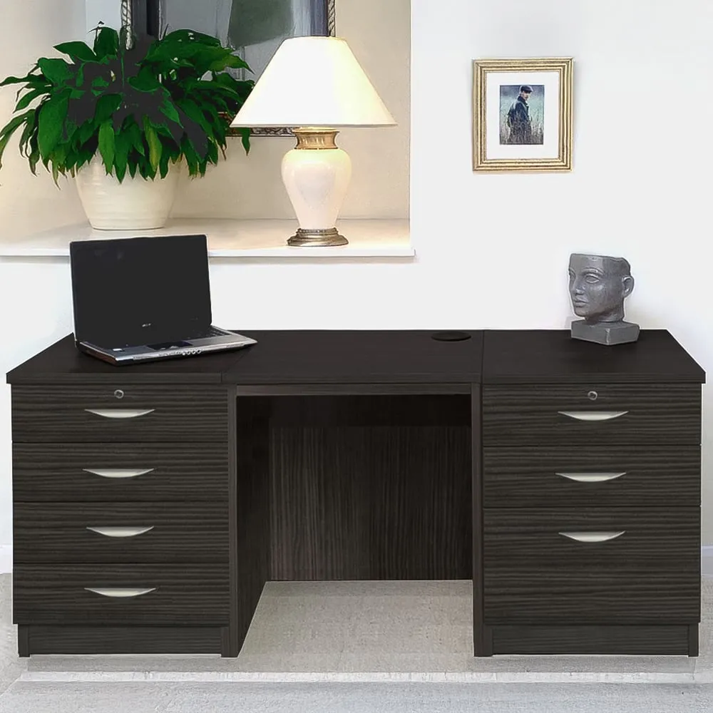 Set-09 7 Drawer Desk - Black
