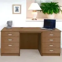 Set-09 7 Drawer Desk - Brown