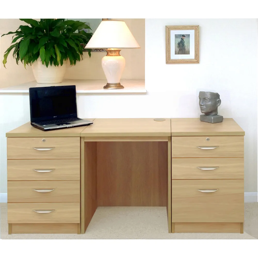 Set-09 7 Drawer Desk - Light Brown