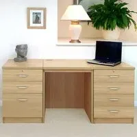 Set-09 7 Drawer Desk - Light Brown