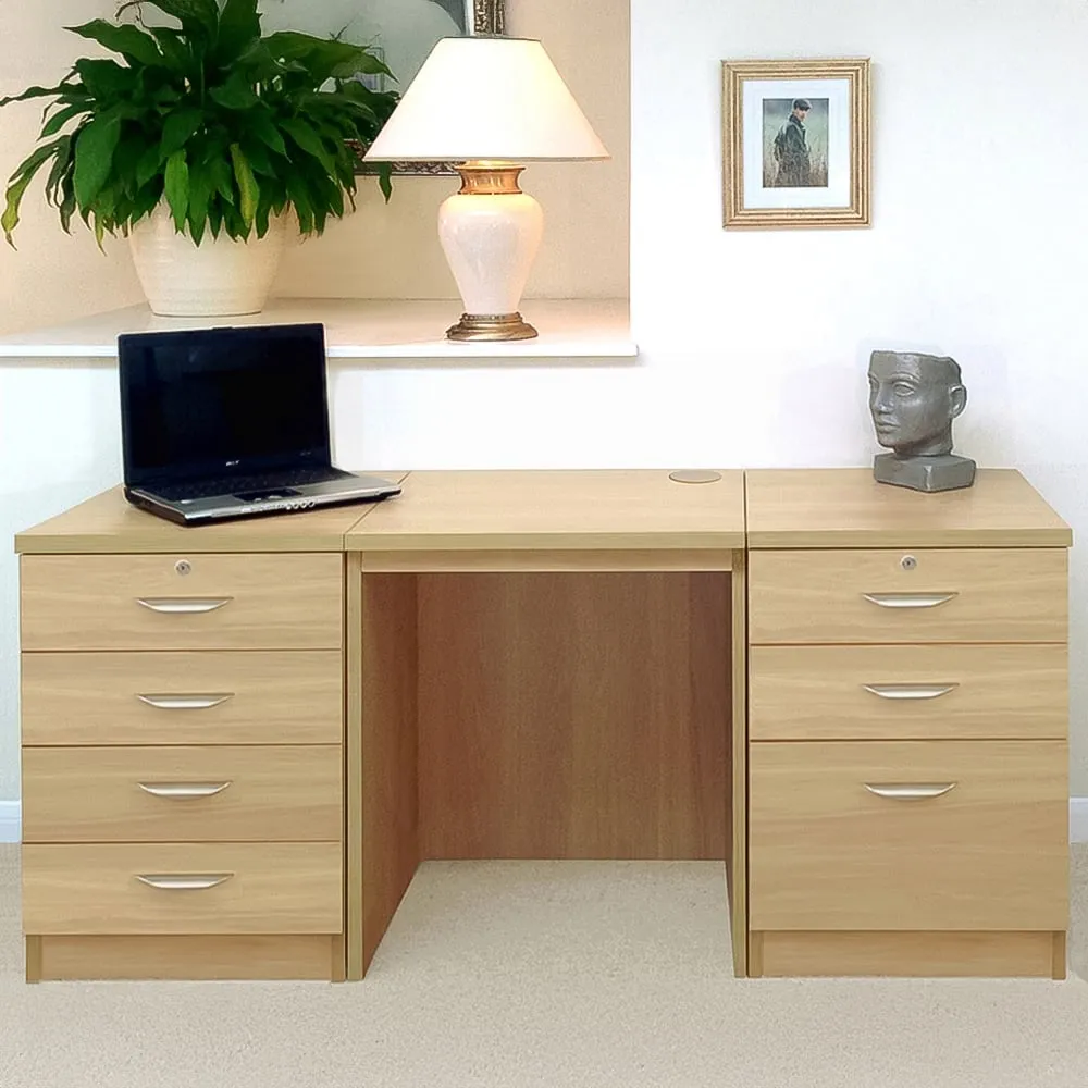 Set-09 7 Drawer Desk - Light Brown