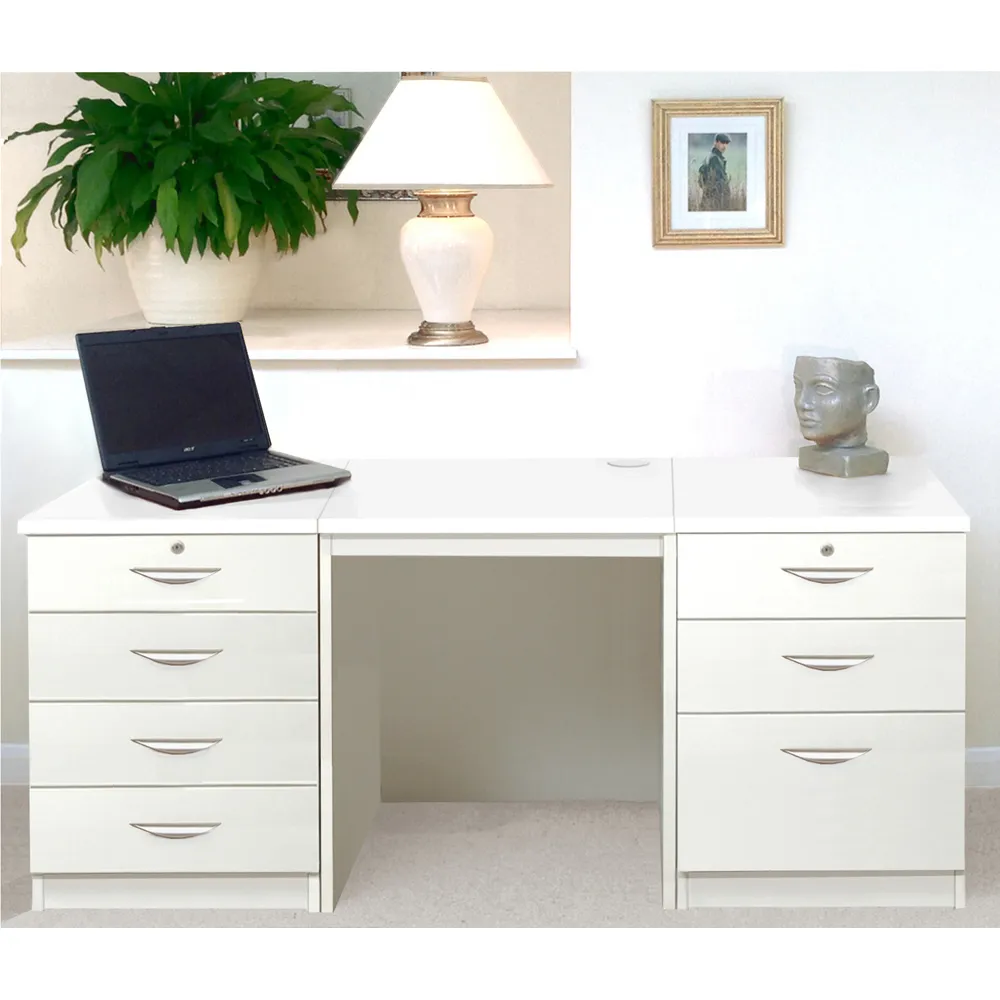 Set-09 7 Drawer Desk - White