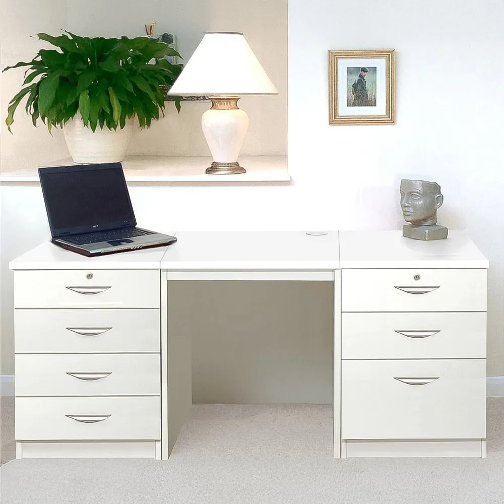 Set-09 7 Drawer Desk - White