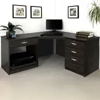 SET-12 Corner Desk with Drawer Unit and Printer Unit - Black