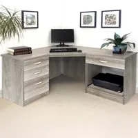 SET-12 Corner Desk with Drawer Unit and Printer Unit - Grey