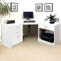 SET-12 Corner Desk with Drawer Unit and Printer Unit - White
