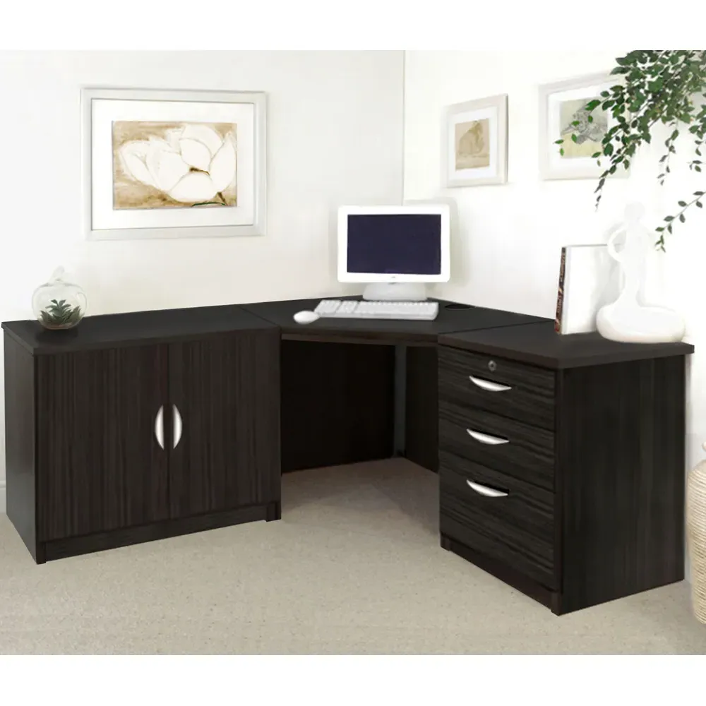 Set-13 Corner Desk with Storage - Black