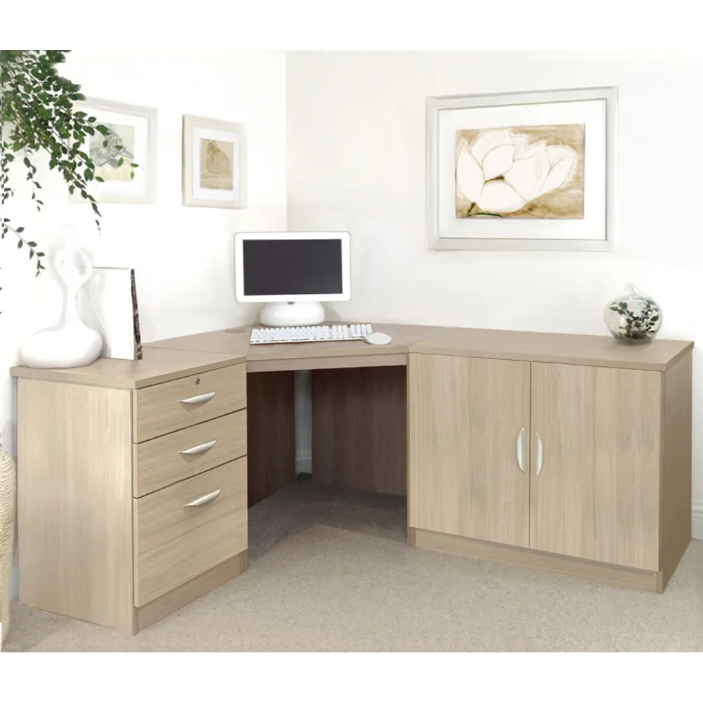 Set-13 Corner Desk with Storage - Brown