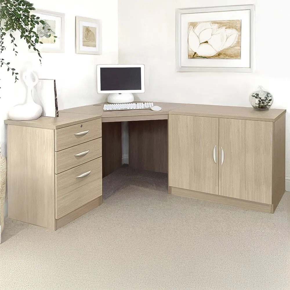 Set-13 Corner Desk with Storage - Brown