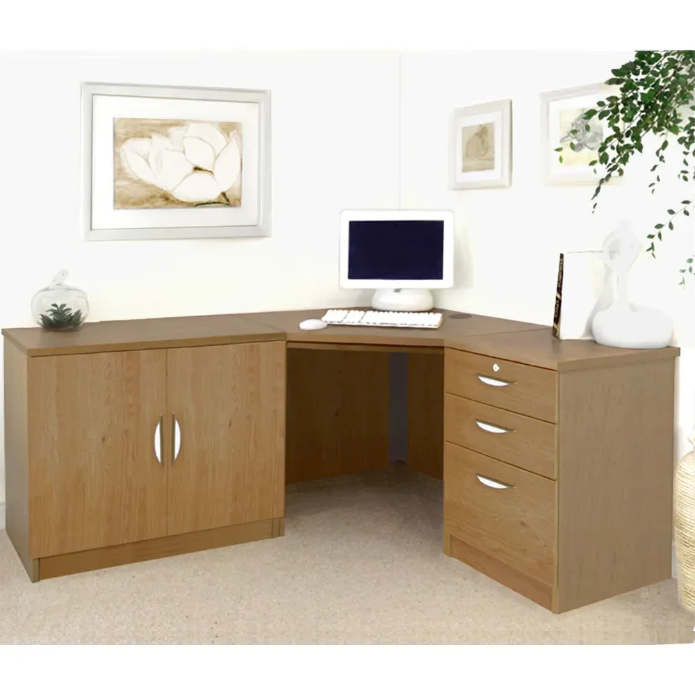 Set-13 Corner Desk with Storage - Dark Brown