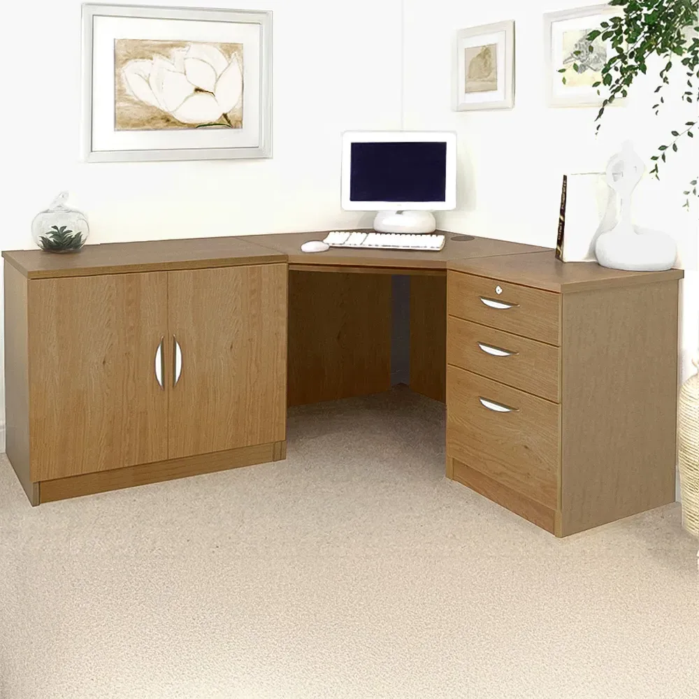 Set-13 Corner Desk with Storage - Dark Brown