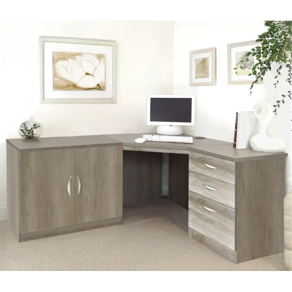 Set-13 Corner Desk with Storage - Grey