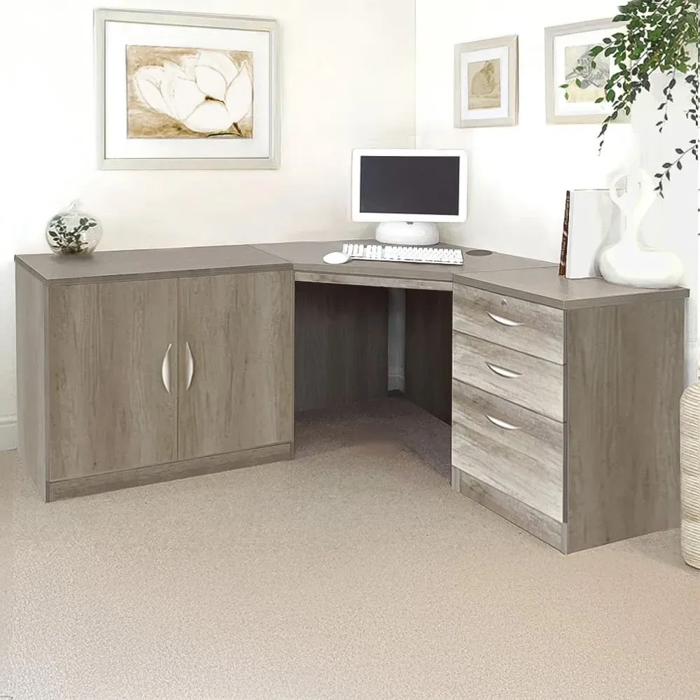Set-13 Corner Desk with Storage - Grey