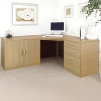 Set-13 Corner Desk with Storage - Light Brown
