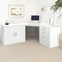 Set-13 Corner Desk with Storage - White