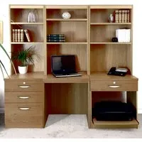 SET-14 Desk with Drawer Printer Unit and Hutch Bookcase - Brown