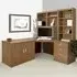 SET-19 Corner Desk with Drawer Unit and Hutch Bookcase - Brown