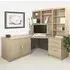 SET-19 Corner Desk with Drawer Unit and Hutch Bookcase - Brown