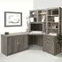SET-19 Corner Desk with Drawer Unit and Hutch Bookcase - Grey