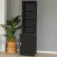 Single Door 4 Shelf Desk Height Cupboard with Hutch - Black