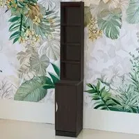 Single Door 4 Shelf Desk Height Cupboard with Hutch - Black