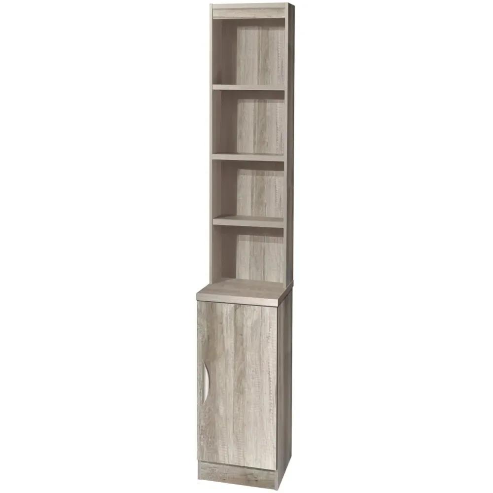 Single Door 4 Shelf Desk Height Cupboard with Hutch - Grey