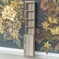 Single Door 4 Shelf Desk Height Cupboard with Hutch - Grey