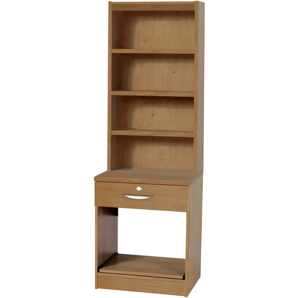 Single Drawer 4 Shelf Printer Stand with Hutch - Brown
