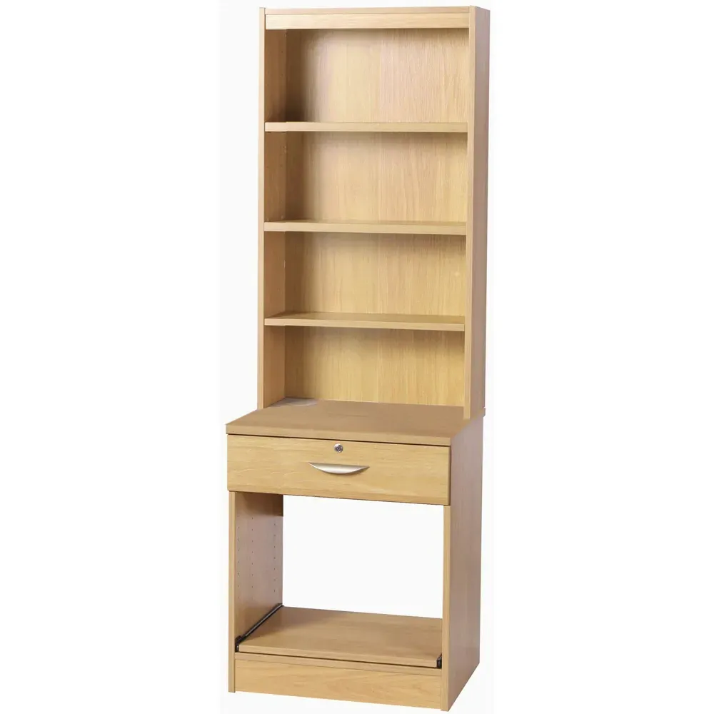 Single Drawer 4 Shelf Printer Stand with Hutch - Brown