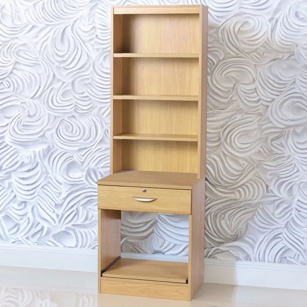 Single Drawer 4 Shelf Printer Stand with Hutch - Brown