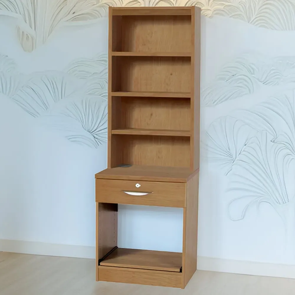 Single Drawer 4 Shelf Printer Stand with Hutch - Brown