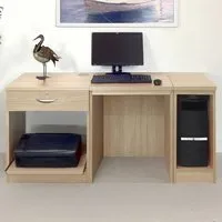 Single Drawer Set-10 Desk with Printer Shelf - Brown