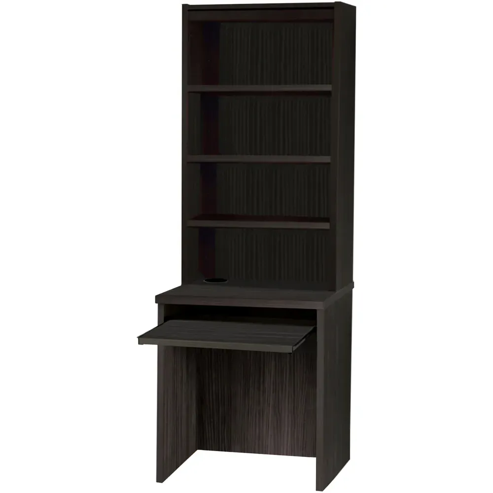 Small Laptop Desk with Keyboard Tray and Hutch - Black