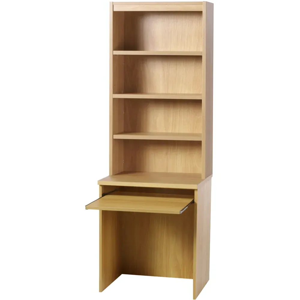 Small Laptop Desk with Keyboard Tray and Hutch - Brown