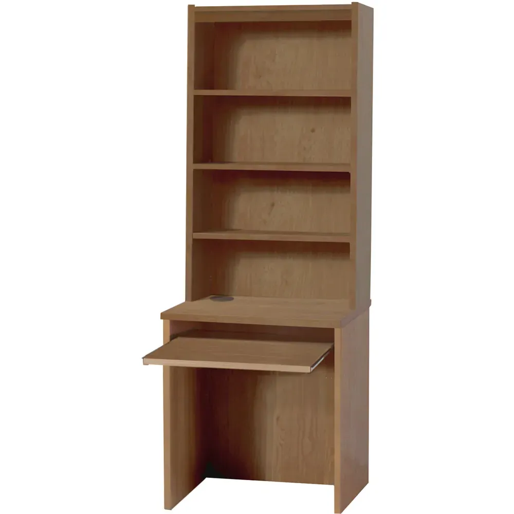 Small Laptop Desk with Keyboard Tray and Hutch - Brown