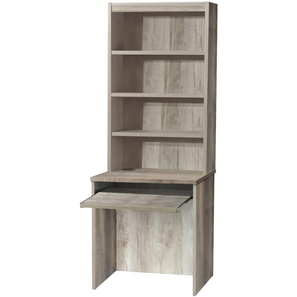 Small Laptop Desk with Keyboard Tray and Hutch - Grey