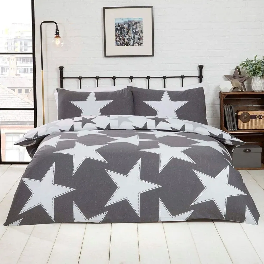 All Stars Single Duvet Cover Set - Grey