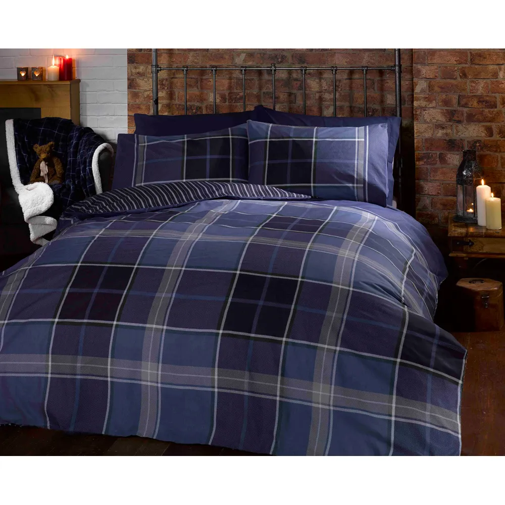 Argyle Double Duvet Set - Blue