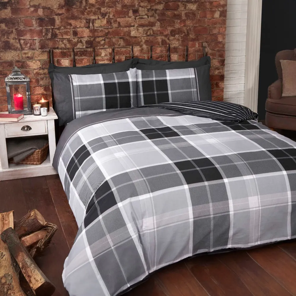 Argyle Double Duvet Set - Grey