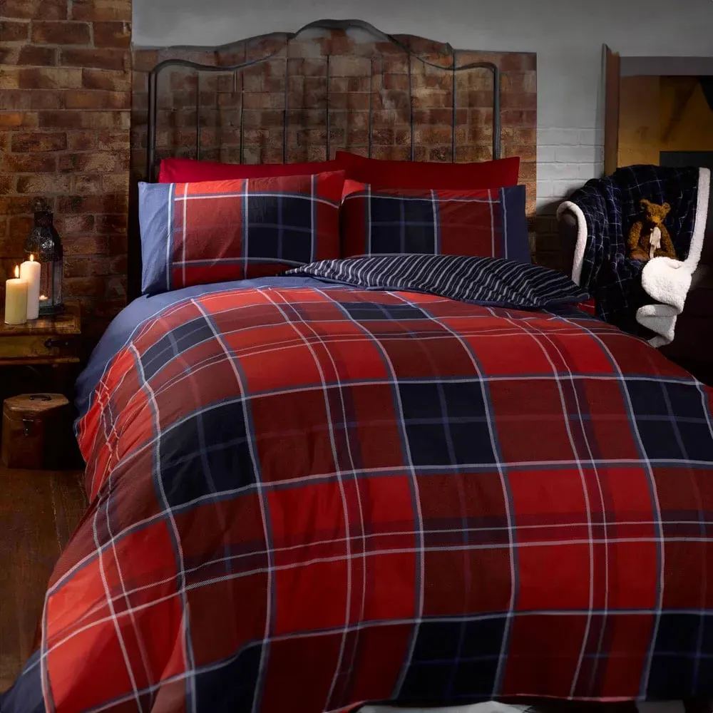Argyle Double Duvet Set - Red