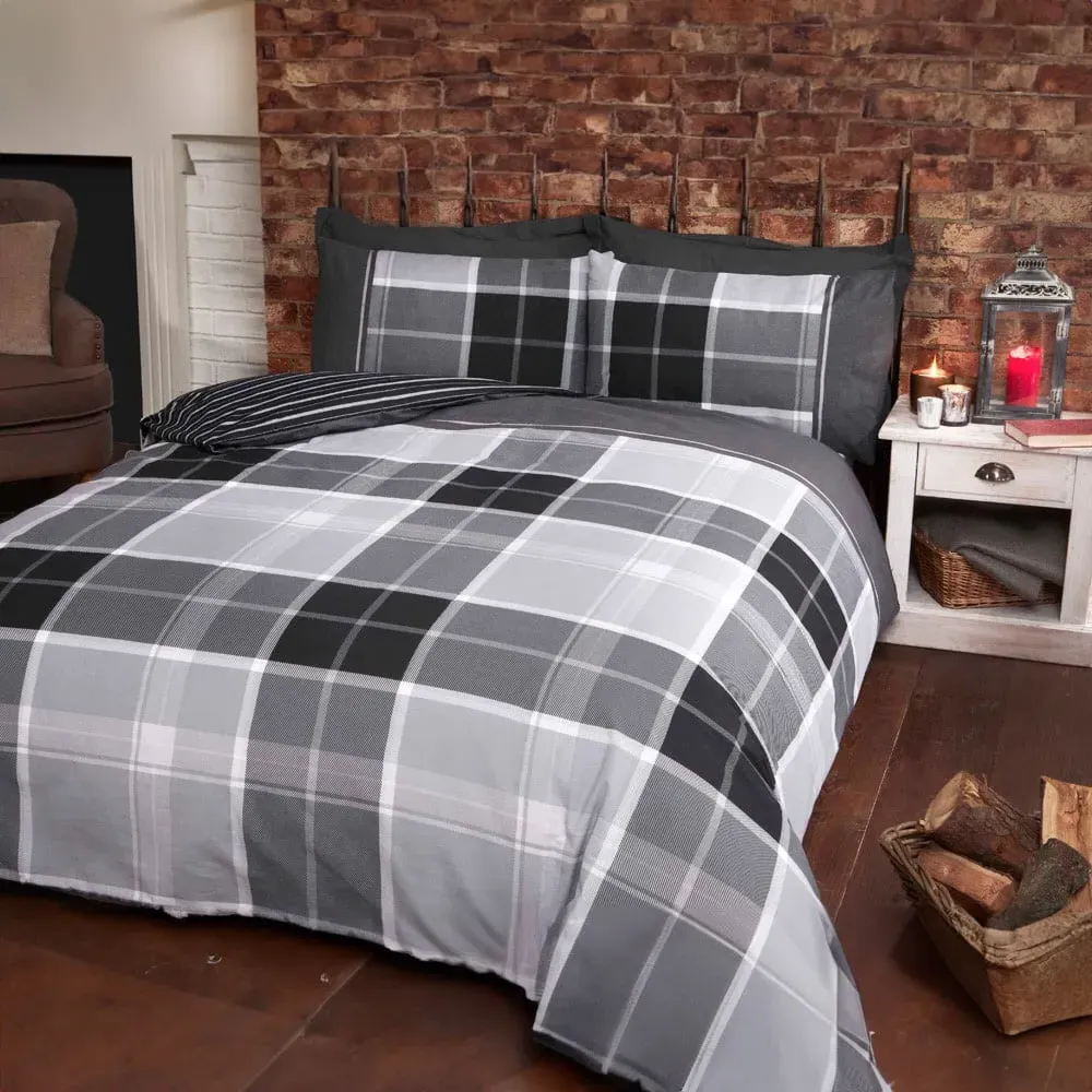 Argyle King Size Duvet Set - Grey