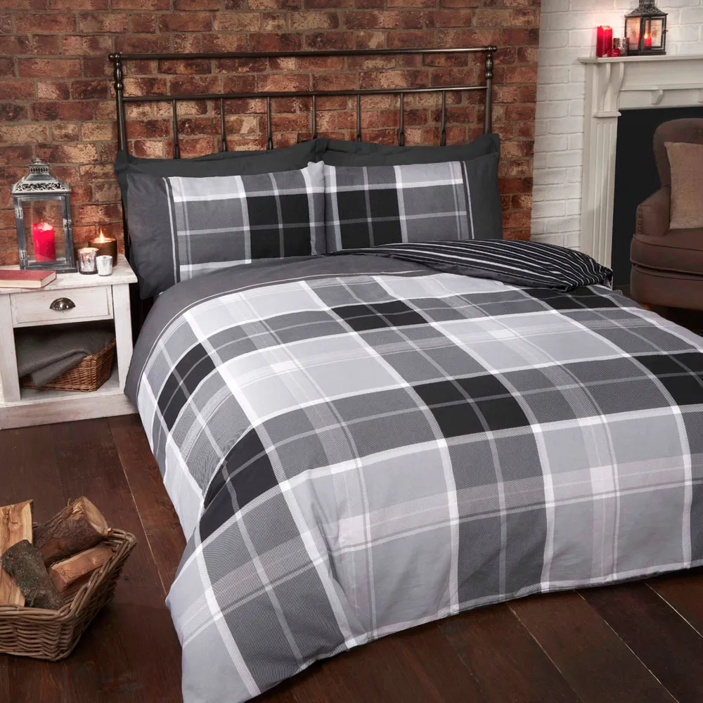 Argyle Single Duvet Set - Grey